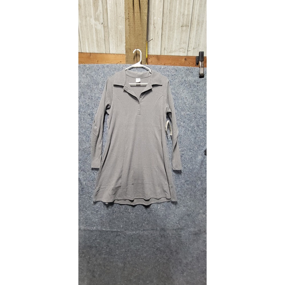 No Boundaries Polo Dress MD Gray Heather Pullover Button-up V-Neck L (12-14)